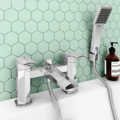 Venice Modern Geometric Bath Shower Mixer Tap + Shower Kit