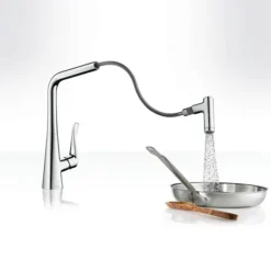 Hansgrohe Metris M71 Single Lever Kitchen Mixer 320 With Pull Out Spray - Chrome 8 Hansgrohe Metris M71 Single Lever Kitchen Mixer 320 With Pull Out Spray - Chrome -Roc Bathroom Furni Store 14820000 d1 1