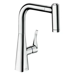 Hansgrohe Metris M71 Single Lever Kitchen Mixer 220 With Pull Out Spray - Chrome