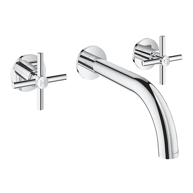 Grohe Atrio Wall Mounted 3 Hole Basin Mixer - Chrome 3 Grohe Atrio Wall Mounted 3 Hole Basin Mixer - Chrome