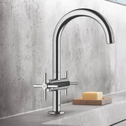 Grohe Atrio Crosshead L-Size Mono Basin Mixer With Click Clack Waste - Chrome -Roc Bathroom Furni Store 21019003 d1