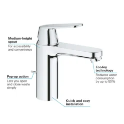 Grohe Eurosmart Cosmopolitan M-Size Mono Basin Mixer With Pop-up Waste -Roc Bathroom Furni Store 23325000 d2