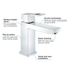 Grohe Eurocube Mono Basin Mixer With Pop-up Waste 11 Grohe Eurocube Mono Basin Mixer With Pop-up Waste -Roc Bathroom Furni Store 23445000 d2
