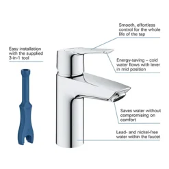 Grohe Start SilkMove ES M-Size Mono Basin Mixer With Push-Open Waste - Matt Black 11 Grohe Start SilkMove ES M-Size Mono Basin Mixer With Push-Open Waste - Matt Black -Roc Bathroom Furni Store 235512432 l5 1