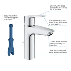Grohe QuickFix Start SilkMove ES M-Size Mono Basin Mixer With Pop-up Waste -Roc Bathroom Furni Store 23552002 d1 1