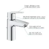 Grohe QuickFix Edge SilkMove ES S-Size Mono Basin Mixer With Pop-up Waste - Chrome -Roc Bathroom Furni Store 24209002 l5