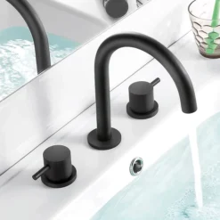 JTP Vos Matt Black 3 Hole Deck Mounted Basin Mixer -Roc Bathroom Furni Store 28193mb d1