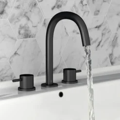 JTP Vos Matt Black 3 Hole Deck Mounted Basin Mixer