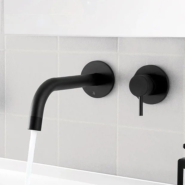 JTP Vos Matt Black Wall Mounted Single Lever Basin Mixer 3 JTP Vos Matt Black Wall Mounted Single Lever Basin Mixer
