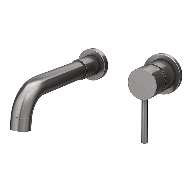 Arezzo Round Gunmetal Grey Wall Mounted (2TH) Basin Mixer Tap 4 Arezzo Round Gunmetal Grey Wall Mounted (2TH) Basin Mixer Tap - Image 2