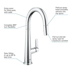 Grohe Veletto Single Lever Kitchen Sink Mixer With Pull Out Spray - Chrome -Roc Bathroom Furni Store 30419000 d2