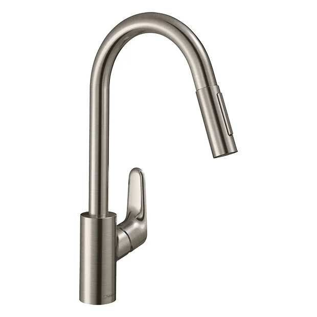 Hansgrohe Focus M41 Single Lever Kitchen Mixer 240 With Pull Out Spray - Stainless Steel 4 Hansgrohe Focus M41 Single Lever Kitchen Mixer 240 With Pull Out Spray - Stainless Steel - Image 2