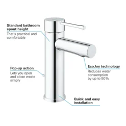 Grohe Essence S-Size Mono Basin Mixer With Pop-up Waste 11 Grohe Essence S-Size Mono Basin Mixer With Pop-up Waste -Roc Bathroom Furni Store 32898001 d2