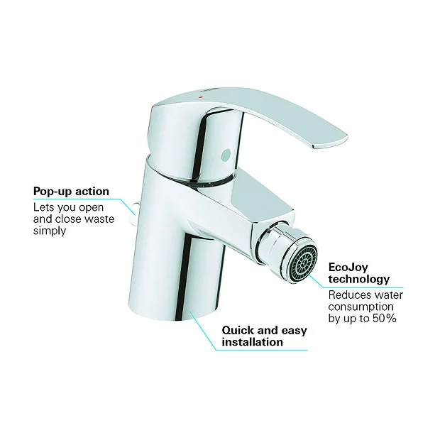 Grohe Eurosmart 1/2" S-Size Bidet Mixer With Pop-up Waste 5 Grohe Eurosmart 1/2" S-Size Bidet Mixer With Pop-up Waste - Image 3