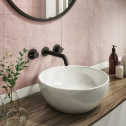 Arezzo Round Matt Black Wall Mounted (3TH) Basin Mixer Tap -Roc Bathroom Furni Store 3wmtblk d4