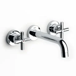 Roca Loft Chrome Wall Mounted 3 Hole Basin Mixer
