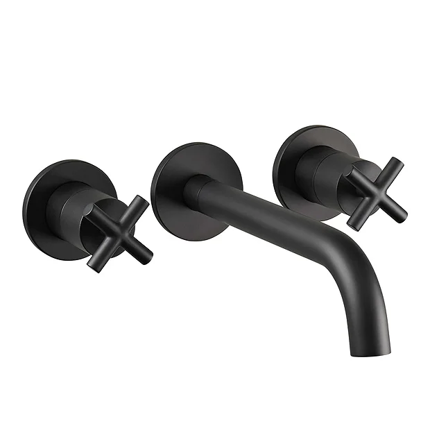JTP Solex Matt Black 3 Hole Wall Mounted Basin Mixer 3 JTP Solex Matt Black 3 Hole Wall Mounted Basin Mixer