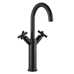 JTP Solex Matt Black Tall Swivel Spout Basin Mixer
