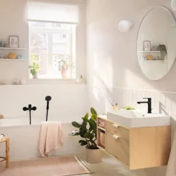 Hansgrohe Rebris S CoolStart Single Lever Basin Mixer 110 With Pop-up Waste - Matt Black -Roc Bathroom Furni Store 72519670 round l1