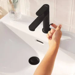 Hansgrohe Rebris S CoolStart Single Lever Basin Mixer 110 With Pop-up Waste - Matt Black -Roc Bathroom Furni Store 72519670 round l3