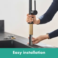 Hansgrohe Talis M54 Single Lever Kitchen Mixer 210 With Pull Out Spray - Matt Black -Roc Bathroom Furni Store 72800670 d2n