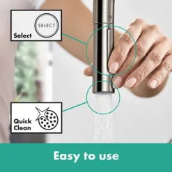 Hansgrohe Talis M54 Single Lever Kitchen Mixer 210 With Pull Out Spray - Stainless Steel -Roc Bathroom Furni Store 72800800 d2