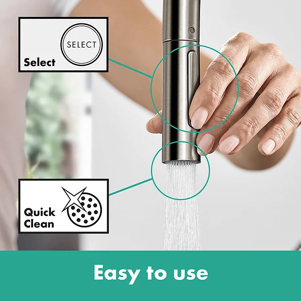 Hansgrohe Talis M54 Single Lever Kitchen Mixer 210 With Pull Out Spray And SBox - Stainless Steel 5 Hansgrohe Talis M54 Single Lever Kitchen Mixer 210 With Pull Out Spray And SBox - Stainless Steel - Image 3