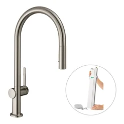 Hansgrohe Talis M54 Single Lever Kitchen Mixer 210 With Pull Out Spray And SBox - Stainless Steel 9 Hansgrohe Talis M54 Single Lever Kitchen Mixer 210 With Pull Out Spray And SBox - Stainless Steel -Roc Bathroom Furni Store 72801800 l1