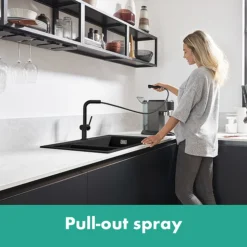 Hansgrohe Talis M54 270 Single Lever Kitchen Mixer With Pull Out Spray And SBox - Matt Black -Roc Bathroom Furni Store 72809670 d1n
