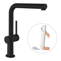 Hansgrohe Talis M54 270 Single Lever Kitchen Mixer With Pull Out Spray And SBox - Matt Black -Roc Bathroom Furni Store 72809670 l1