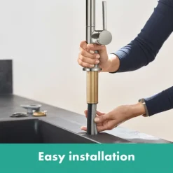 Hansgrohe Talis M54 270 Single Lever Kitchen Mixer With Pull Out Spray And SBox - Stainless Steel -Roc Bathroom Furni Store 72809800 d3n