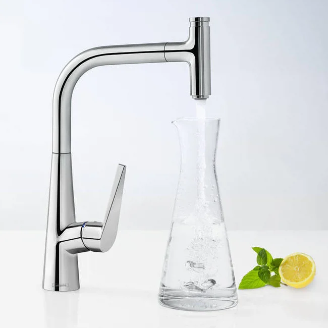 Hansgrohe Talis Select M51 Single Lever Kitchen Mixer 300 With Pull Out Spray - Stainless Steel 3 Hansgrohe Talis Select M51 Single Lever Kitchen Mixer 300 With Pull Out Spray - Stainless Steel