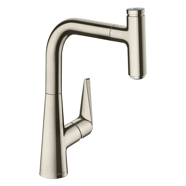 Hansgrohe Talis Select M51 Single Lever Kitchen Mixer 220 With Pull Out Spray - Stainless Steel 3 Hansgrohe Talis Select M51 Single Lever Kitchen Mixer 220 With Pull Out Spray - Stainless Steel