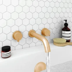 Arezzo Round Brushed Bronze Wall Mounted (3TH) Bath Filler Tap