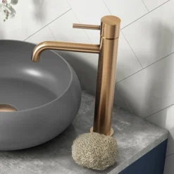 Arezzo Round Brushed Bronze High Rise Mono Basin Mixer Tap 8 Arezzo Round Brushed Bronze High Rise Mono Basin Mixer Tap -Roc Bathroom Furni Store abrzrhrt d1