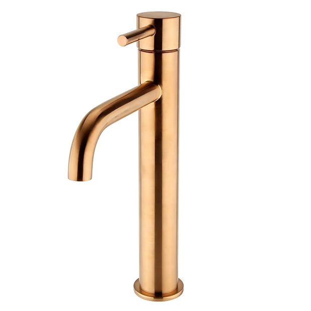 Arezzo Round Brushed Bronze High Rise Mono Basin Mixer Tap 4 Arezzo Round Brushed Bronze High Rise Mono Basin Mixer Tap - Image 2