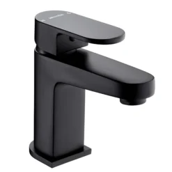 Deva Amio Matt Black Curved Mono Basin Mixer With Waste -Roc Bathroom Furni Store ambbk lrg2