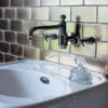 Arcade Three Hole Wall Mounted Basin Mixer - Nickel - Various Tap Head Options -Roc Bathroom Furni Store arc16