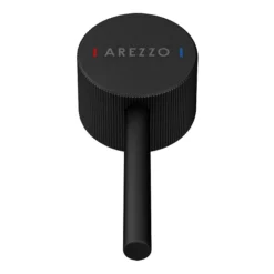 Arezzo Fluted Round Matt Black Wall Mounted (2TH) Basin Mixer Tap