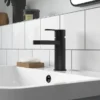 Toreno Round Black Mono Basin Mixer With Push Button Waste -Roc Bathroom Furni Store arv405 d1