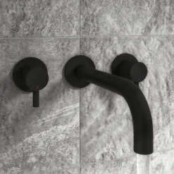 Arezzo Fluted Round Matt Black Wall Mounted (3TH) Bath Filler Tap -Roc Bathroom Furni Store az1wtmbfnlrg
