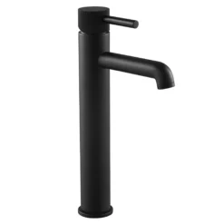 Arezzo Fluted Round Matt Black High Rise Mono Basin Mixer Tap -Roc Bathroom Furni Store az2ltmbf nd1
