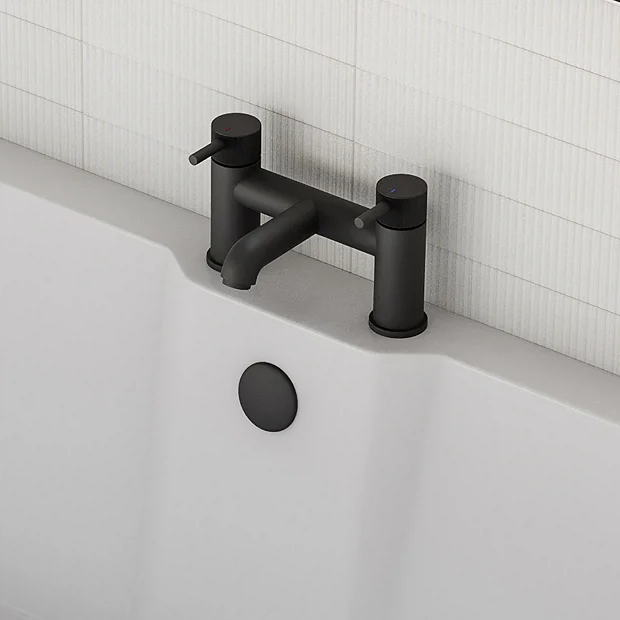 Arezzo Fluted Round Matt Black Bath Filler Tap 8 Arezzo Fluted Round Matt Black Bath Filler Tap - Image 6