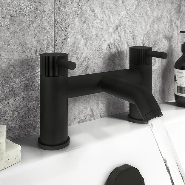 Arezzo Fluted Round Matt Black Bath Filler Tap 4 Arezzo Fluted Round Matt Black Bath Filler Tap - Image 2