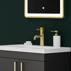 Arezzo Fluted Round Brushed Brass Basin Mono Mixer -Roc Bathroom Furni Store az8tbbf d3