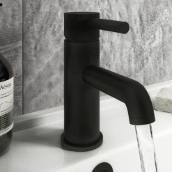 Arezzo Fluted Round Matt Black Basin Mono Mixer 8 Arezzo Fluted Round Matt Black Basin Mono Mixer -Roc Bathroom Furni Store az8tmbflrg