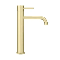 Arezzo Round Brushed Brass High Rise Mono Basin Mixer Tap -Roc Bathroom Furni Store azbbhrt n d3
