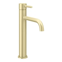 Arezzo Round Brushed Brass High Rise Mono Basin Mixer Tap -Roc Bathroom Furni Store azbbhrt n detail1
