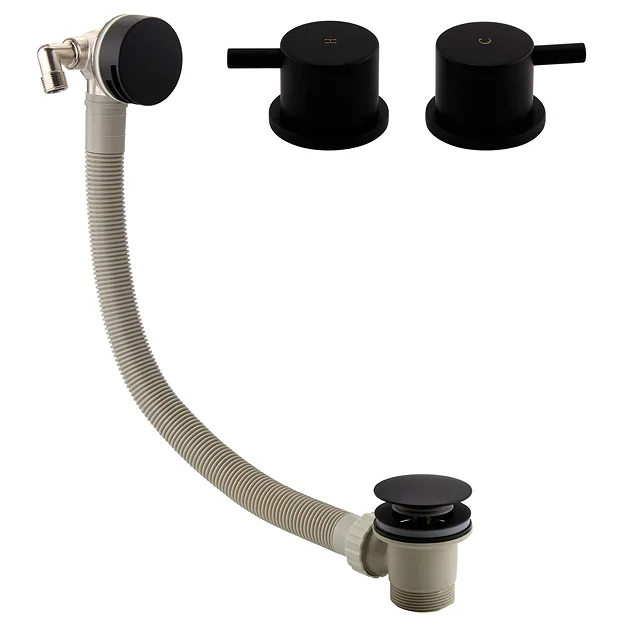 Arezzo Matt Black Deck Bath Side Valves With Freeflow Bath Filler 3 Arezzo Matt Black Deck Bath Side Valves With Freeflow Bath Filler