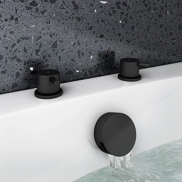 Arezzo Matt Black Deck Bath Side Valves With Freeflow Bath Filler 4 Arezzo Matt Black Deck Bath Side Valves With Freeflow Bath Filler - Image 2